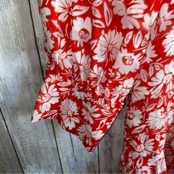 NWT Topshop Red Daisy Side Cutout Tea Length Dress Fairy Glam Cottagecore - Picture 7 of 10